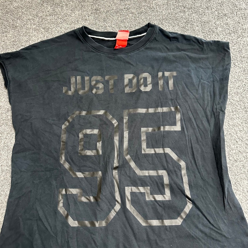 Nike T-shirt Womens XL Black Just Do It 95 Graphic Sleeveless Cotton Athletic